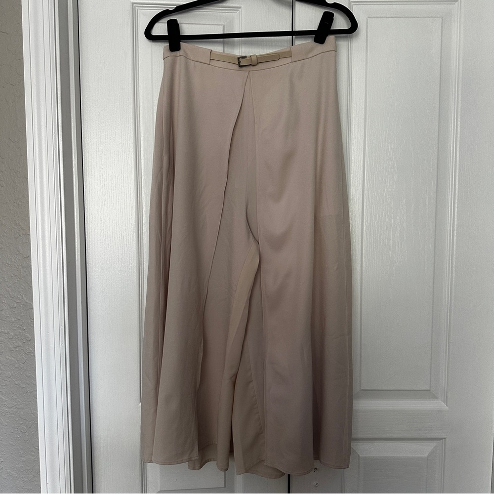 Halston Heritage Beige Wide-Leg Culottes